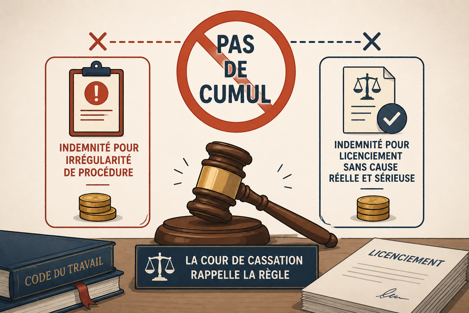 Pas de cumul avec l’indemnité pour irrégularité de procédure du licenciement